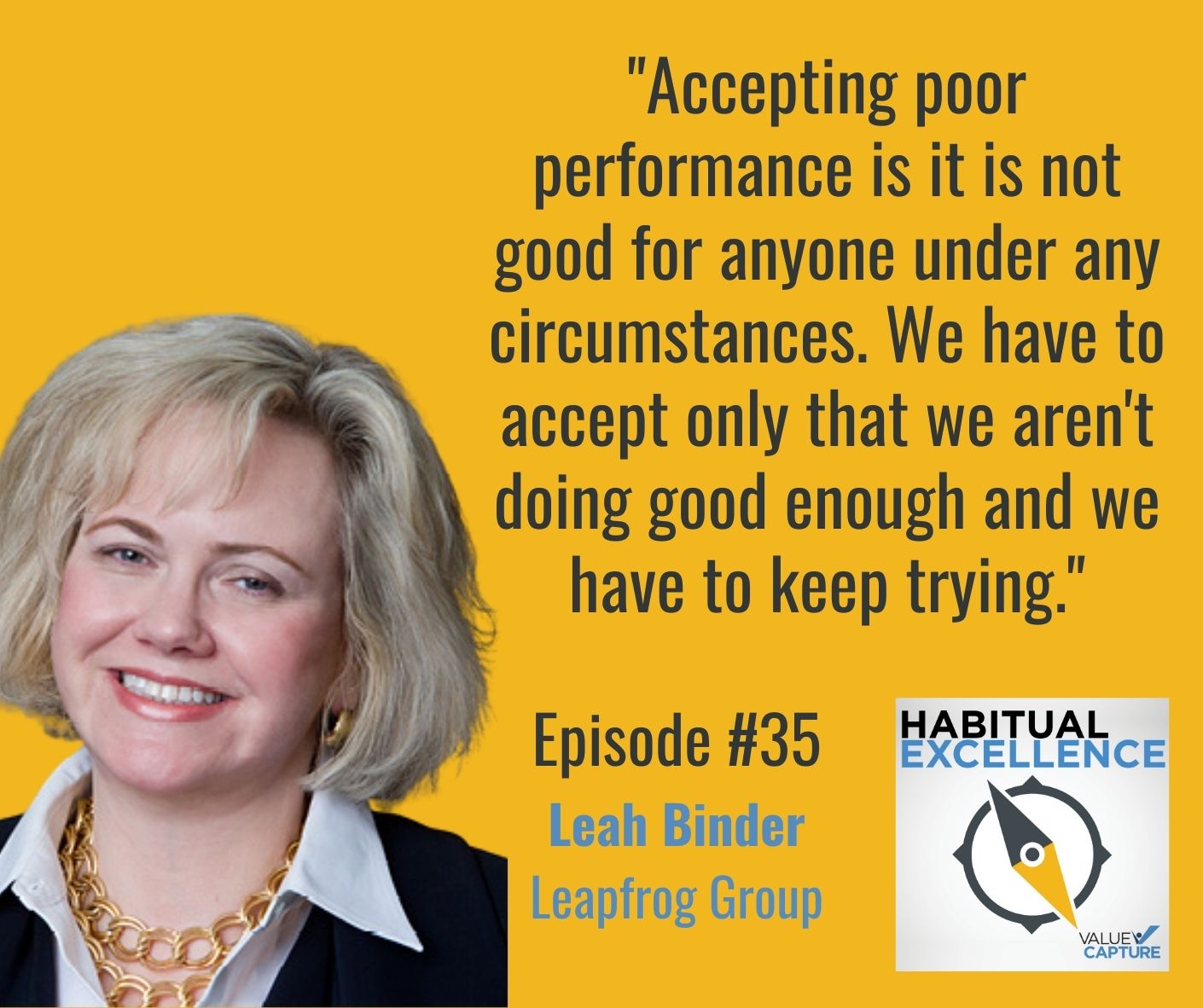 "Accepting poor performance is it is not good for anyone under any circumstances. We have to accept only that we aren't doing good enough and we have to keep trying."